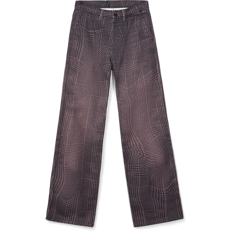 CAMPERLAB DISTORTED TARTAN PRINT DENIM JEANS - Unisex Kleidung - Burgund, Größe 34, Textile