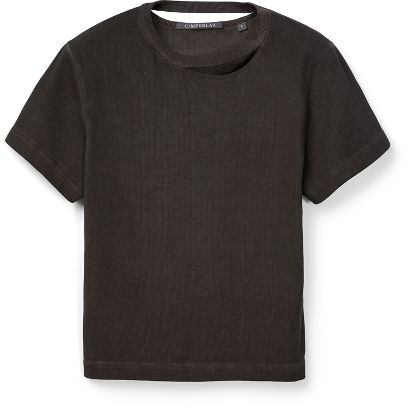 CAMPERLAB CUT-OUT RIBBED T-SHIRT - Unisex Tplgy_tops_shirts - Black, size L, Cotton fabric