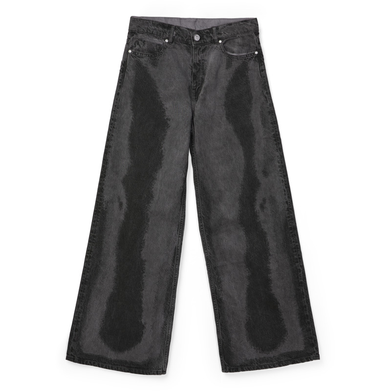 CAMPERLAB PAINT LASER BOOT CUT JEANS - Unisex Apparel - Black, size 2, Cotton fabric