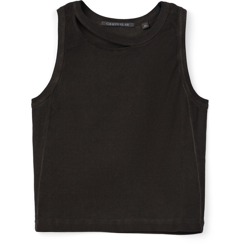 CAMPERLAB CUT-OUT RIBBED TANK TOP - Unisex Tplgy_tops_shirts - Black, size L, Cotton fabric