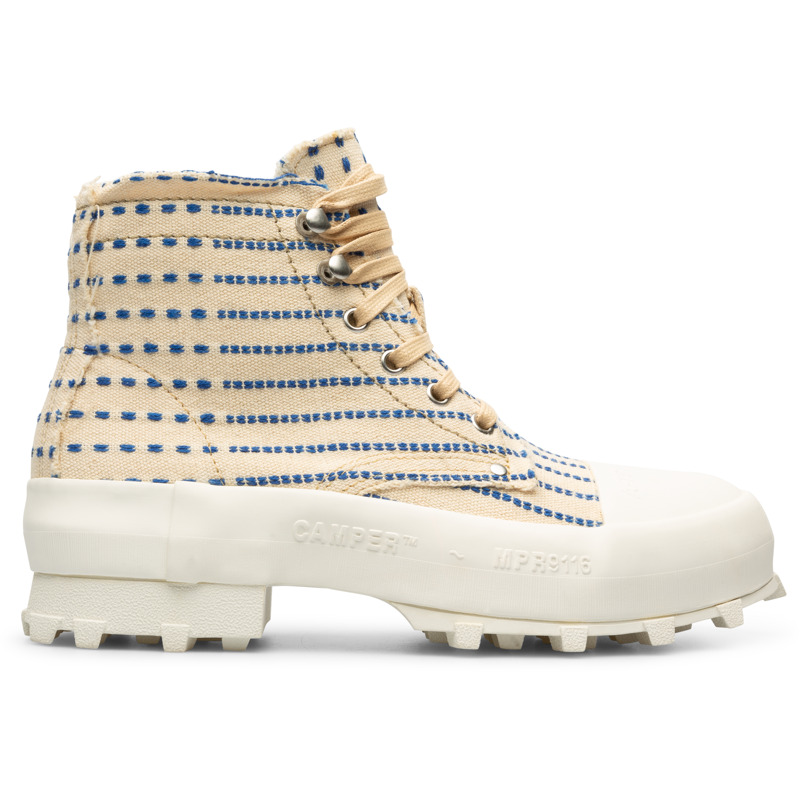 CAMPERLAB Traktori - Stivaletti per Donna - Beige,Blu, taglia 42, Tessuto in cotone