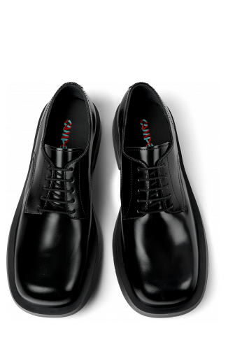 Overhead view of MIL 1978 Black leather shoes