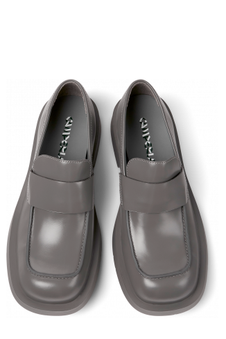 Overhead view of MIL 1978 Gray leather loafers
