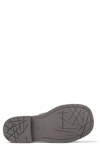 The soles of MIL 1978 Gray leather loafers