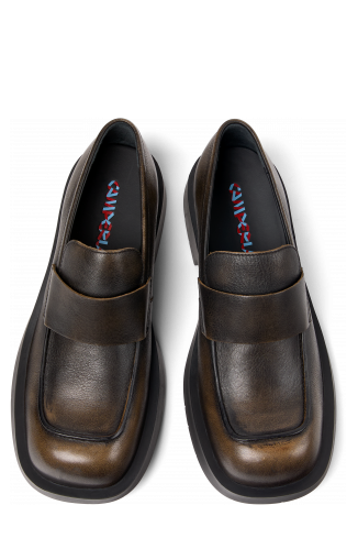 Overhead view of MIL 1978 Three-Toned Brushed Leather Loafers