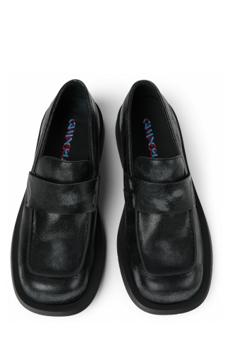 Overhead view of MIL 1978 Black Leather Loafers