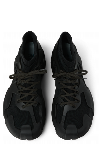 Overhead view of TOSSU Black Caged Sneakers