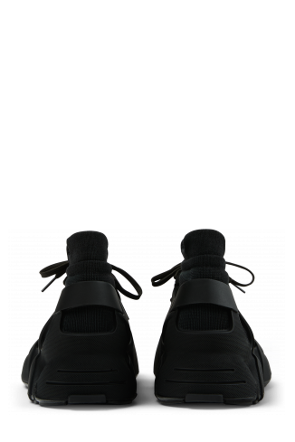 Back view of TOSSU Black Caged Sneakers