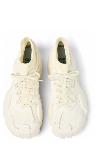 Overhead view of TOSSU White Caged Sneakers
