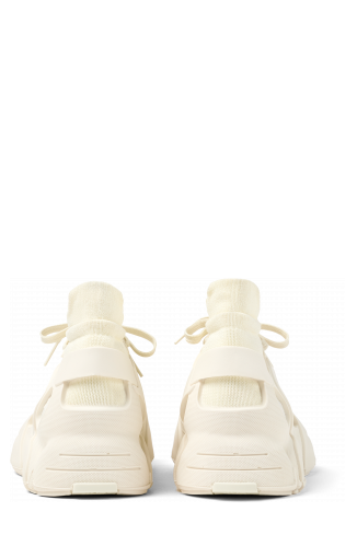 Back view of TOSSU White Caged Sneakers
