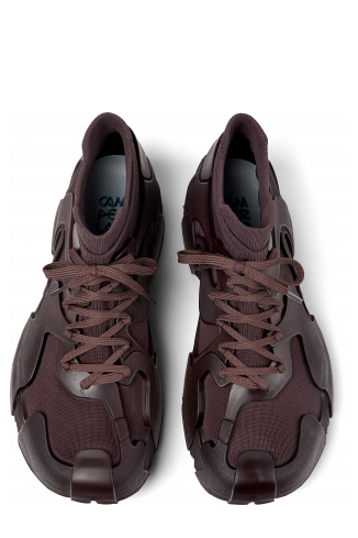 Overhead view of Tossu Burgundy Caged Sneakers