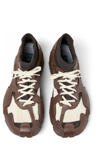Overhead view of Tossu White-Gray Caged Sneakers
