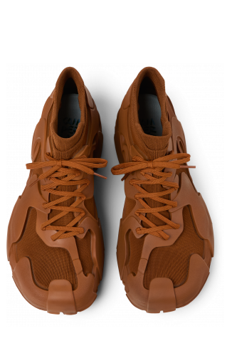 Overhead view of TOSSU Brown Caged Sneakers