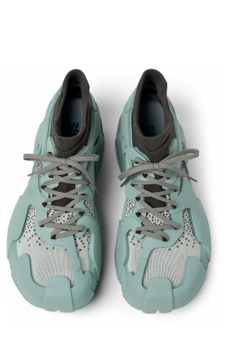 Overhead view of TOSSU Ice Blue-Gray Caged Sneakers