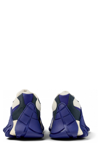 Back view of Tormenta Blue and white sneakers