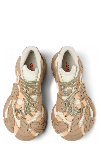 Overhead view of Tormenta Beige and white sneakers
