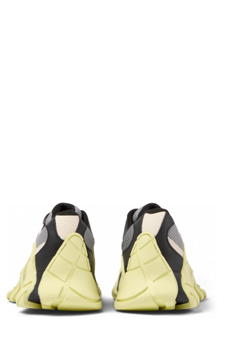 Back view of Tormenta Gray and Black-White Textile Sneakers