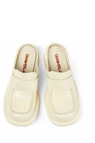 Overhead view of MIL 1978 White leather loafer slide