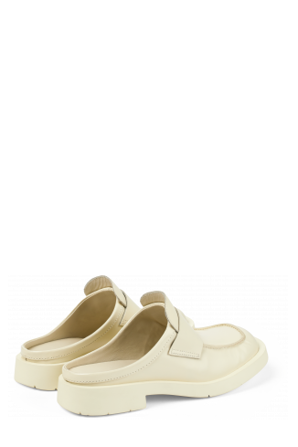 Back view of MIL 1978 White leather loafer slide