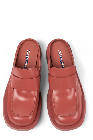 Overhead view of MIL 1978 Red leather loafer slide