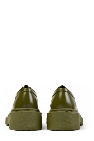 Back view of Vamonos Green Leather Wallabee Shoe