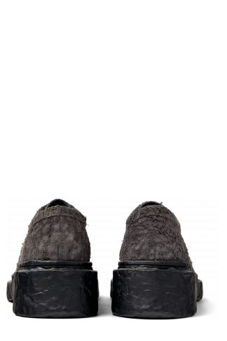 Back view of Vamonos Gray Leather Lace-Up Shoes