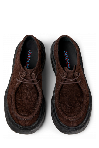 Overhead view of Vamonos Gray Nubuck Lace-Up Shoes