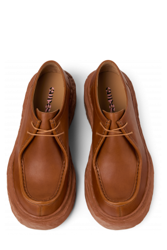 Overhead view of VAMONOS Brown Leather Lace-Up Shoes