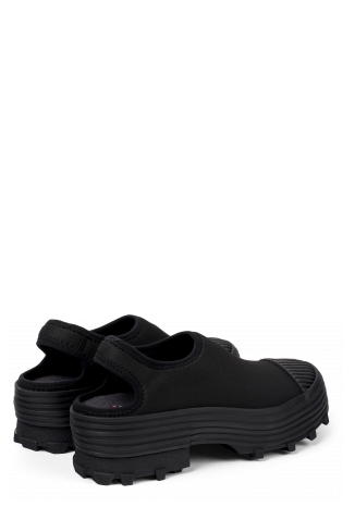 Back view of Traktori Black Textile Clog