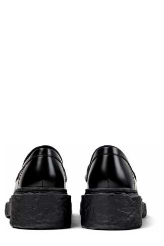 Back view of Vamonos Black Leather Loafers