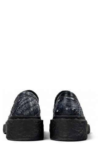 Back view of Vamonos Gray Leather Loafers