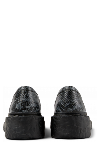 Back view of Vamonos Gray-Black Leather Loafers
