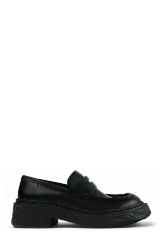 Side view of VAMONOS Black Leather Loafers