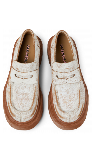 VAMONOS Mocassins en cuir craquelé blanc