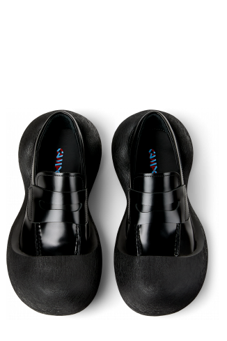 Overhead view of CARAMBA Black Leather Loafers