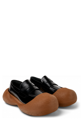 Front view of CARAMBA Black-brown leather loafers