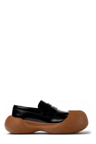 Side view of CARAMBA Black-brown leather loafers