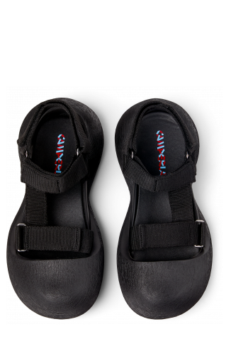 Overhead view of Caramba Black Recycled PET Sandals