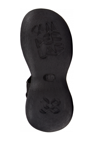 The soles of Caramba Black Recycled PET Sandals