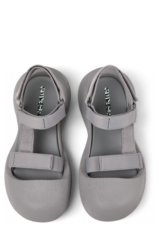 Overhead view of Caramba Gray Recycled PET Sandals