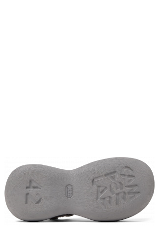 The soles of Caramba Gray Recycled PET Sandals