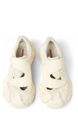 Overhead view of TORMENTA White Textile Semi-Open Sneakers