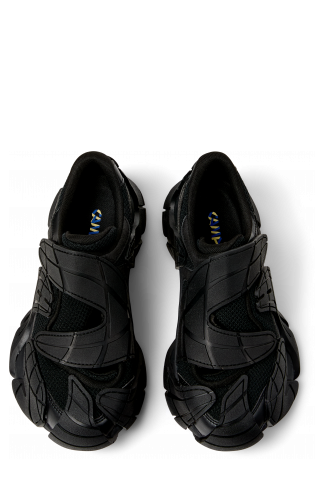 Overhead view of TORMENTA Black Textile Semi-Open Sneakers