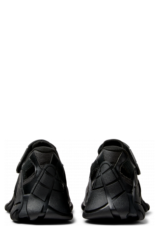 Back view of TORMENTA Black Textile Semi-Open Sneakers