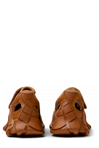 Back view of TORMENTA Brown Textile Semi-Open Sneakers