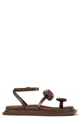 Side view of Nada Brown Leather Sandals