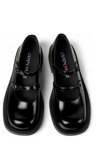 Overhead view of MIL 1978 Black Leather Mary Janes