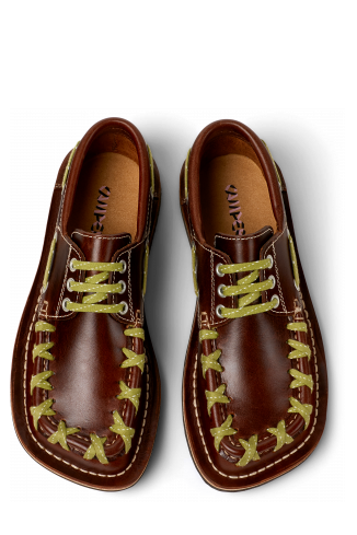 Overhead view of EKI Brown boat shoes