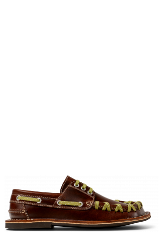Side view of EKI Brown boat shoes