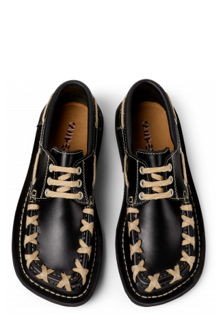 Overhead view of EKI Black boat shoes